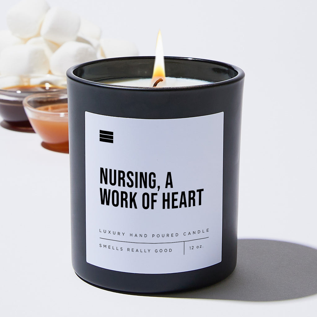 Nursing, a Work of Heart - Black Luxury Candle 62 Hours